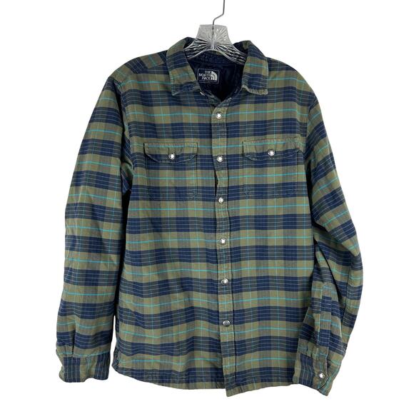 The North Face Men's Plaid Jacket Size Medium Quilt Lined Insulated Shacket Snap - Picture 1 of 8